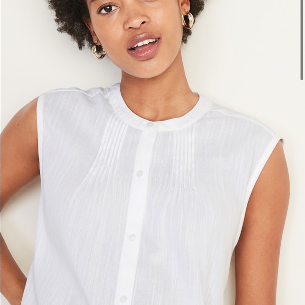 Sleeveless Button-Front Top
